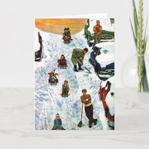 Verteilung und Ausgraben Feiertagskarte