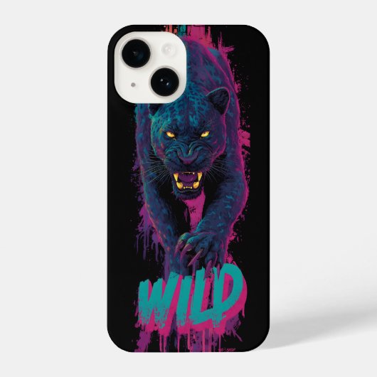 Vertical, Aggressive Black Panther Illustration iPhone Hülle (Rückseite)