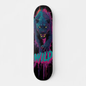 Vertical, Aggressive Black Panther Illustration Skateboard (Vorne)