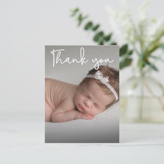 Vertical Baby Birth Ankündigung und vielen Dank Postkarte (Stehend Vorderseite)