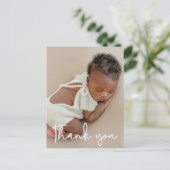 Vertical Baby Foto Geburtserklärung Vielen Dank Postkarte (Stehend Vorderseite)