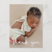 Vertical Baby Foto Geburtserklärung Vielen Dank Postkarte (Vorderseite)