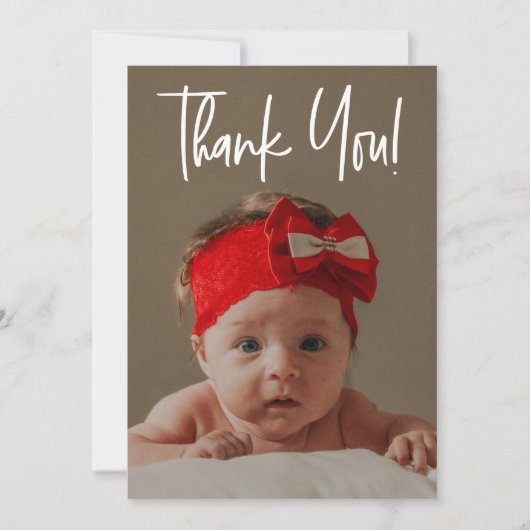 Vertical Baby Girl Foto Geburtsankündigung Dankeskarte (Vorderseite)