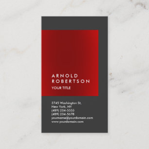 Vertical Beruflich Business Card: Red Gray Trend Visitenkarte