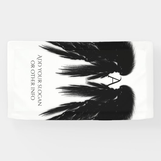 Vertical Black Angel Wings Monogram Banner (Horizontal)