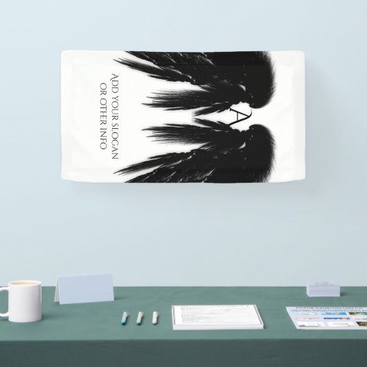 Vertical Black Angel Wings Monogram Banner (Messe)