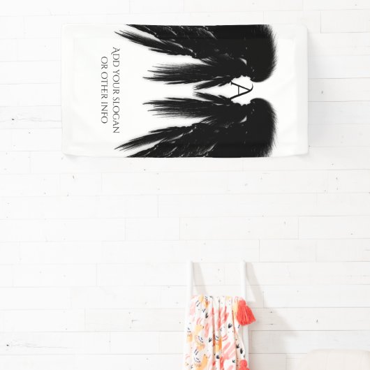 Vertical Black Angel Wings Monogram Banner (InSitu)