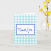 Vertical Blue Gingham Vielen Dank für Ihre Karte (Gelbe Blume)