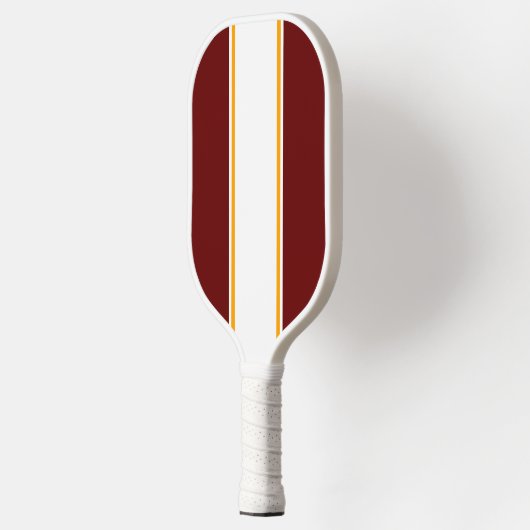 Vertical Deep Red Gelb Racing Stripes (Vertikal) Pickleball Schläger (Links)