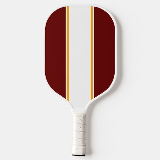 Vertical Deep Red Gelb Racing Stripes (Vertikal) Pickleball Schläger (Rückseite)