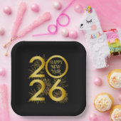 Vertical Gold 2026 New Year Design with Fireworks Pappteller (Party)
