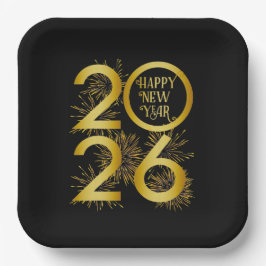 Vertical Gold 2026 New Year Design with Fireworks Pappteller