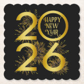 Vertical Gold 2026 New Year Design with Fireworks Untersetzer (Vorderseite)