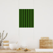 Vertical Green & Black Classic Stripes Background Poster (Küche)