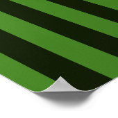 Vertical Green & Black Classic Stripes Background Poster (Ecke)
