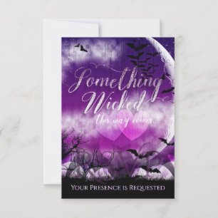 Vertical-Hochzeit der Liebe Mond auf der Wicked Fu RSVP Karte