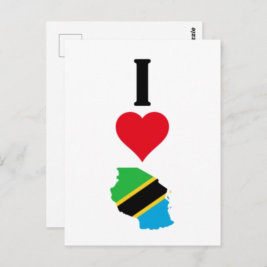 Vertical I Love Tanzania / I Heart Tanzania Postkarte (Vorne/Hinten)