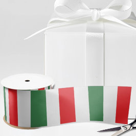 Vertical Italian Flag Stripes on White Satinband