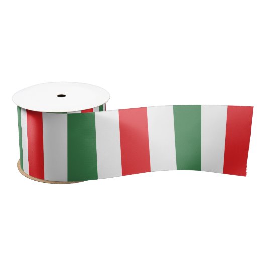 Vertical Italian Flag Stripes on White Satinband (Spule)