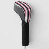 Vertical Lines Pink White Grey Black Stripes Golf Headcover (angewinkelt)
