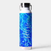 Vertical Name White Script, Blue Water Trinkflasche (Vorne)