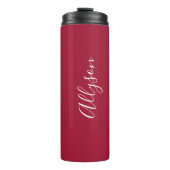 Vertical Name, White Script, Deep Red Thermosbecher (Vorderseite)