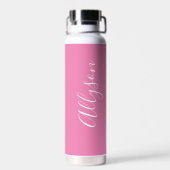 Vertical Name, White Script, Pink Trinkflasche (Rückseite)