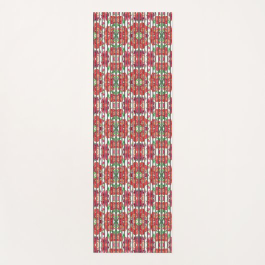 Vertical patterned fabric showcasing red flowers yogamatte (Vorderseite)