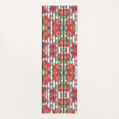 Vertical patterned fabric showcasing red flowers yogamatte (Rückseite)