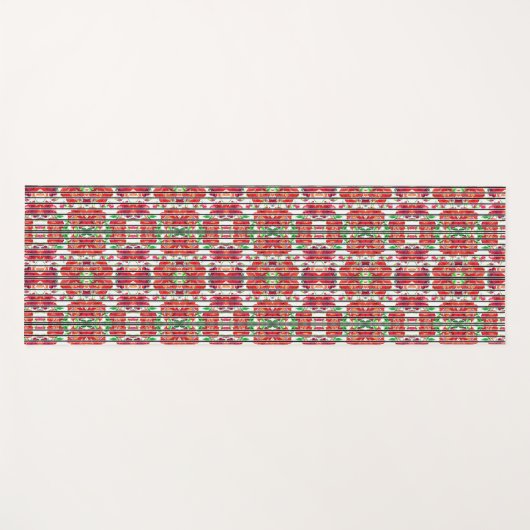 Vertical patterned fabric showcasing red flowers yogamatte (Vorderseite (Horizontal))