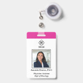 Vertical Pink Custom Employee ID Photo Name Ausweis (Front with Retractable)
