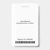 Vertical Pink Custom Employee ID Photo Name Ausweis (Back)