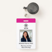 Vertical Pink Custom Employee ID Photo Name Ausweis (Vorderseite mit Rechteck)