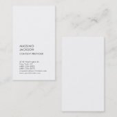 Vertical Plain Simple Black White Minimalist  Visitenkarte (Vorne/Hinten)
