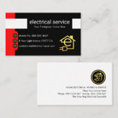 Vertical Red Electricity Symbol Buttons Visitenkarte (Vorne/Hinten)