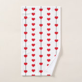 Vertical Red Heart Columns on White Badhandtuch Set (Handtuch)