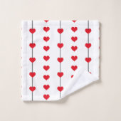 Vertical Red Heart Columns on White Badhandtuch Set (Waschlappen)