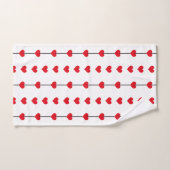 Vertical Red Heart Columns on White Badhandtuch Set (Handtuch)