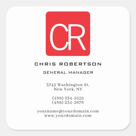 Vertical Red Stripe White Professional Plain Quadratischer Aufkleber (Vorderseite)