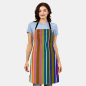 Vertical Retro Stripes Colorful Apron Schürze (Getragen)