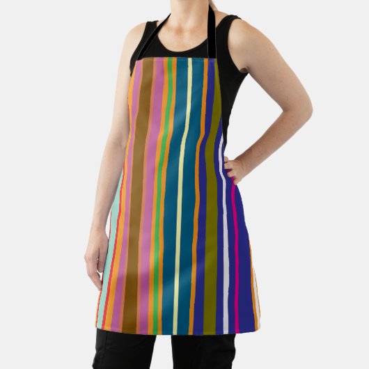 Vertical Retro Stripes Colorful Apron Schürze (InSitu)