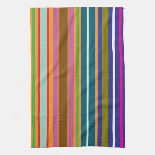 Vertical Retro Stripes Colorful Geschirrtuch (Vertikal)