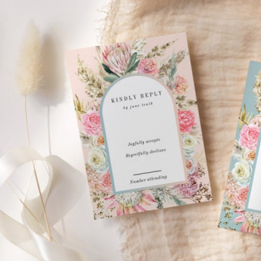 Vertical RSVP-Karte mit Bohemischem Tropenschwarz RSVP Karte