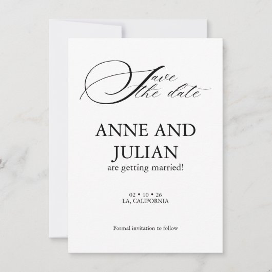 Vertical Save the date card with Back photo (Vorderseite)