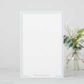 Vertical Simple Dusty Blue Border Name Stationery Briefpapier (Stehend Vorderseite)