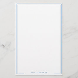 Vertical Simple Dusty Blue Border Name Stationery Briefpapier