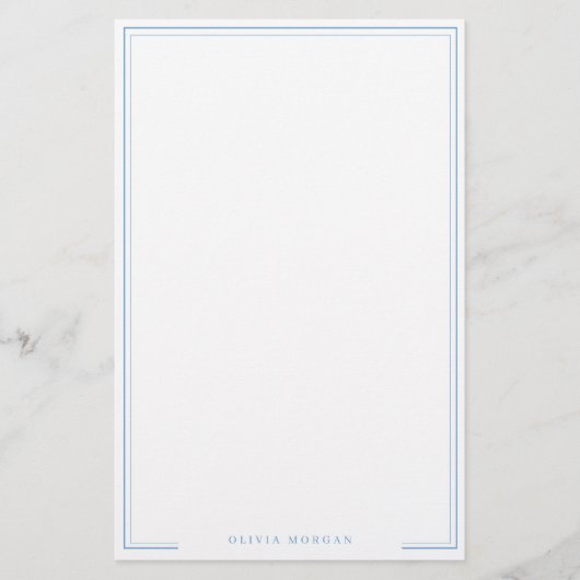 Vertical Simple Dusty Blue Border Name Stationery Briefpapier (Vorderseite)