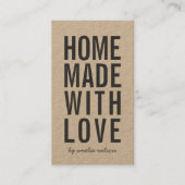 Vertical Simple Rustic Homemade With Love Kraft Visitenkarte (Vorderseite)