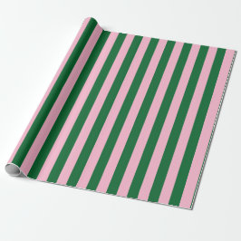 Vertical Stripe Pattern in Pink and Green Geschenkpapier