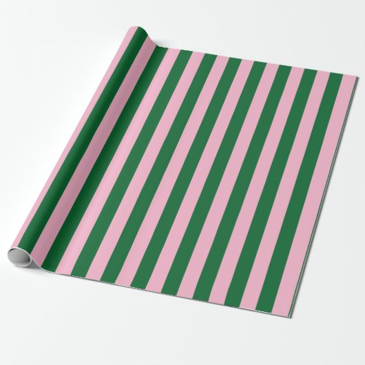 Vertical Stripe Pattern in Pink and Green Geschenkpapier (Ungerollt)